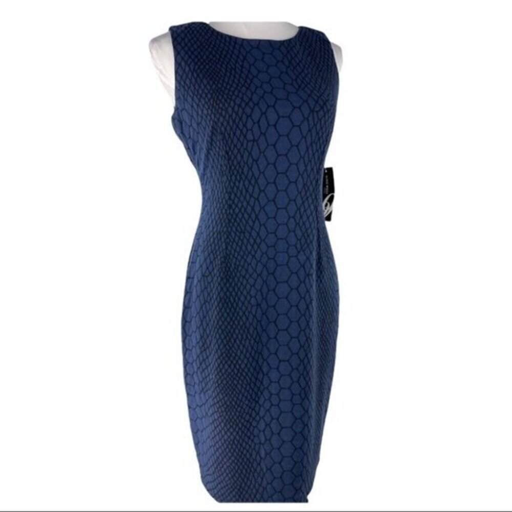 Nine‎ West Womens Blue Black Snakeskin Honeycomb Sheath Dress Size 6 Sleeveless